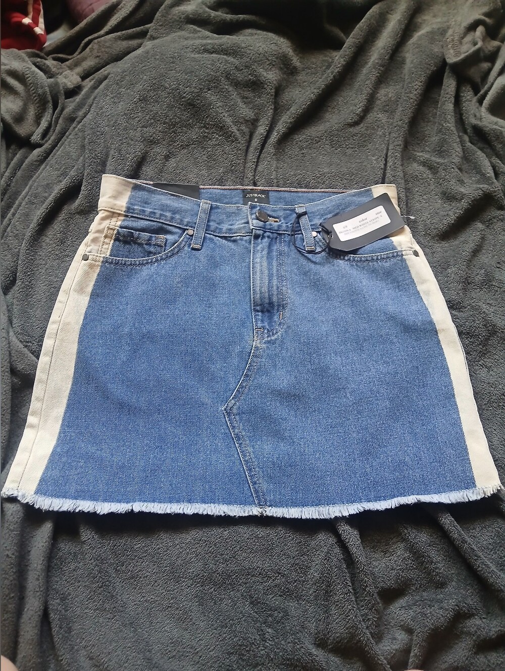 Denim Mini Skirt with Contrast Side Panels